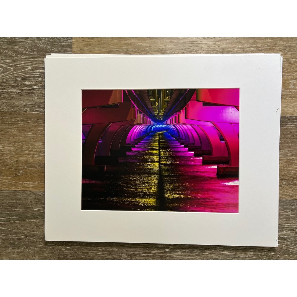 Bridge Landscape Photography 16x20 Neon Pink Blue Architecture